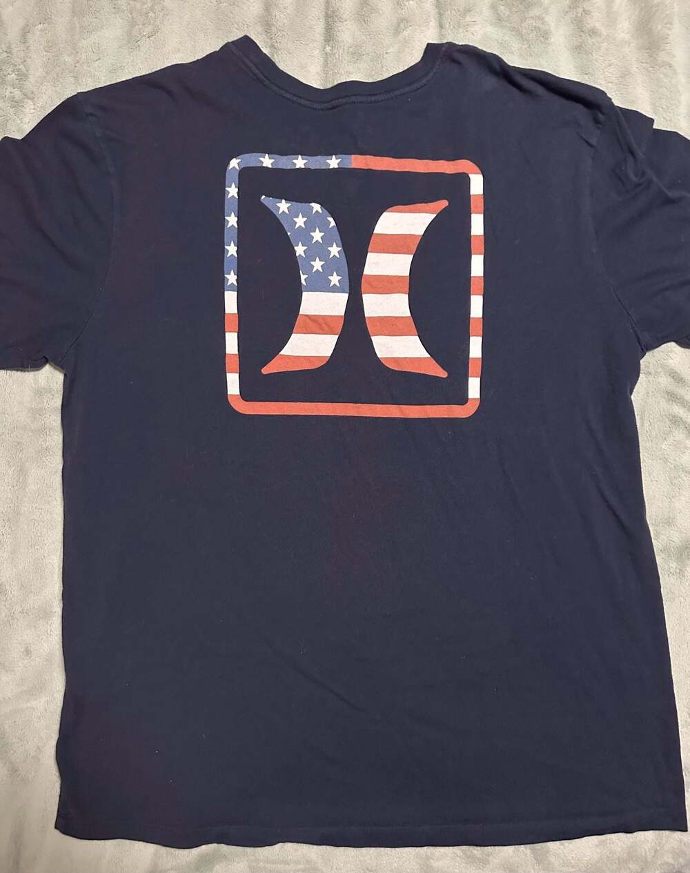 Hurley Men's Everyday Washed USA American Flag Box Logo Graphic T-Shirt, XL